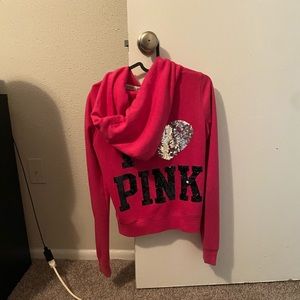 ❤️ VINTAGE I Love PINK VS Bling Zip Up Hooded Jacket